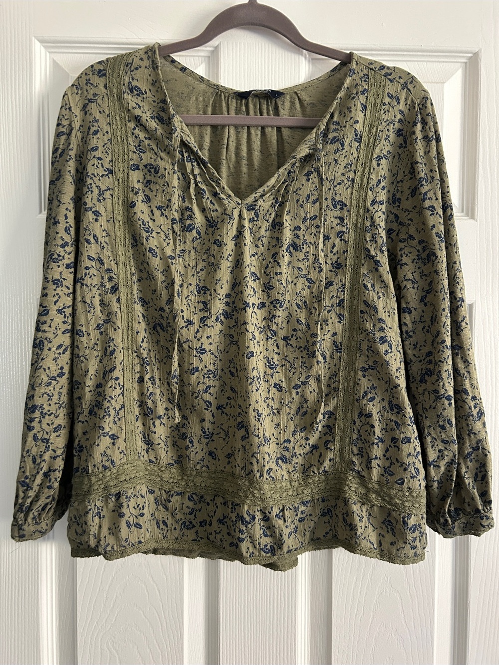 Lucky Brand Olive and Navy Floral Tunic